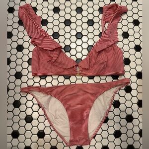 Melissa Odabash Red and White Striped Swimwear